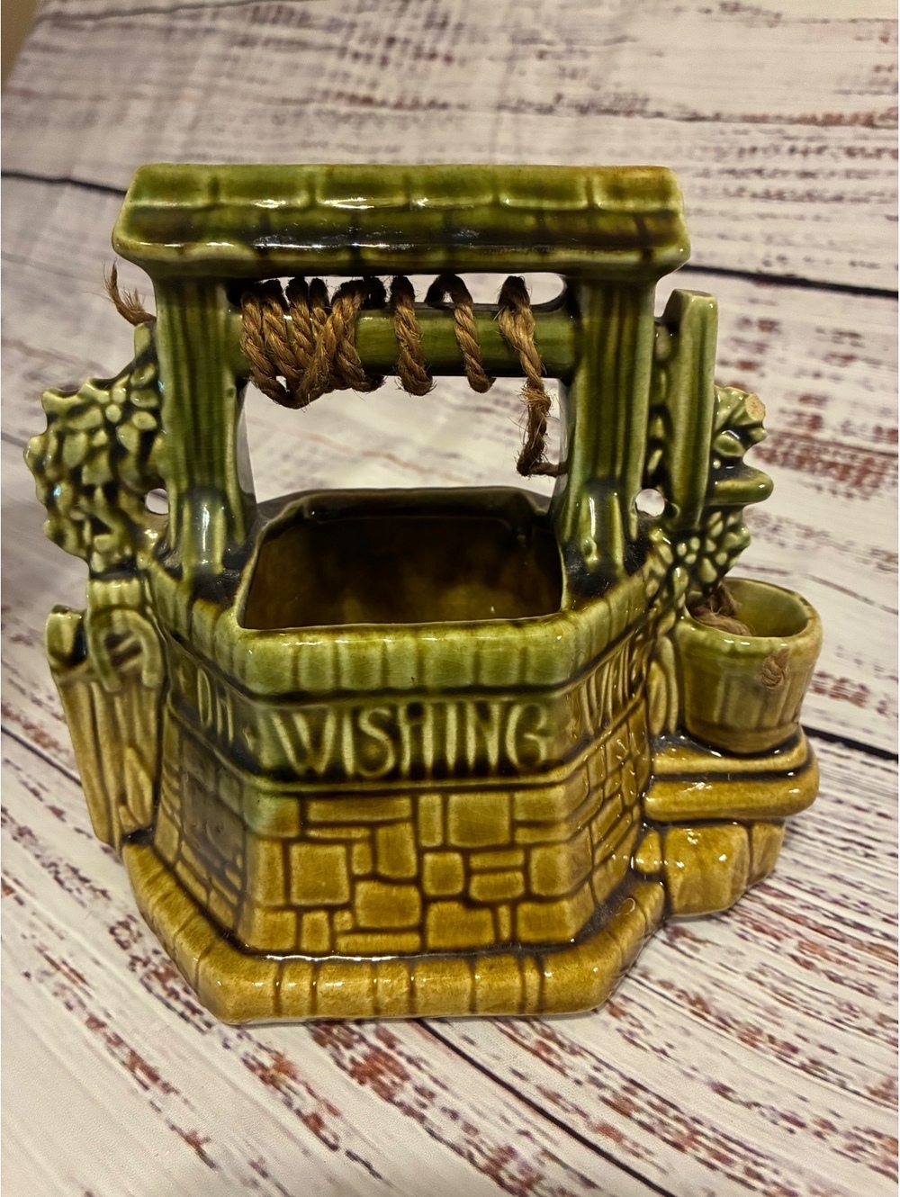 McCoy USA green wishing well planter